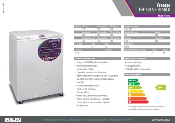 Frezeer Inelro Fih-130 A+ Capacidad 135 Lts - Imagen 6