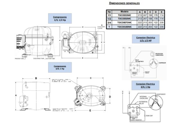 Motor Heladera Comercial 1/2hp AE4460Z Mt Tecumseh R22/404a - Imagen 2