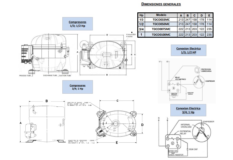 Motor Heladera Comercial 1/2hp AE4460Z Mt Tecumseh R22/404a - Imagen 2