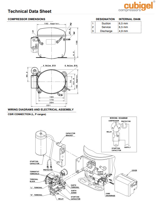 Motor Heladera Comercial 1/3hp MLY90LA Bt Cubigel R404a - Imagen 2