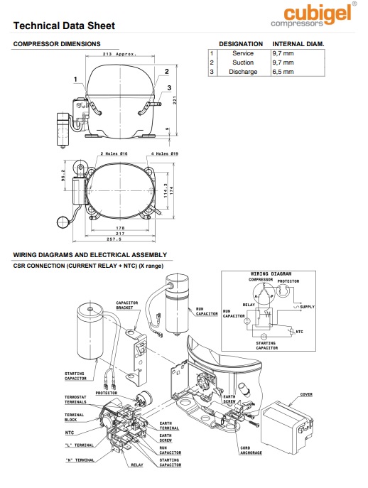 Motor Heladera Comercial 1hp MX21TGA Mt Cubigel R22/404a - Imagen 2