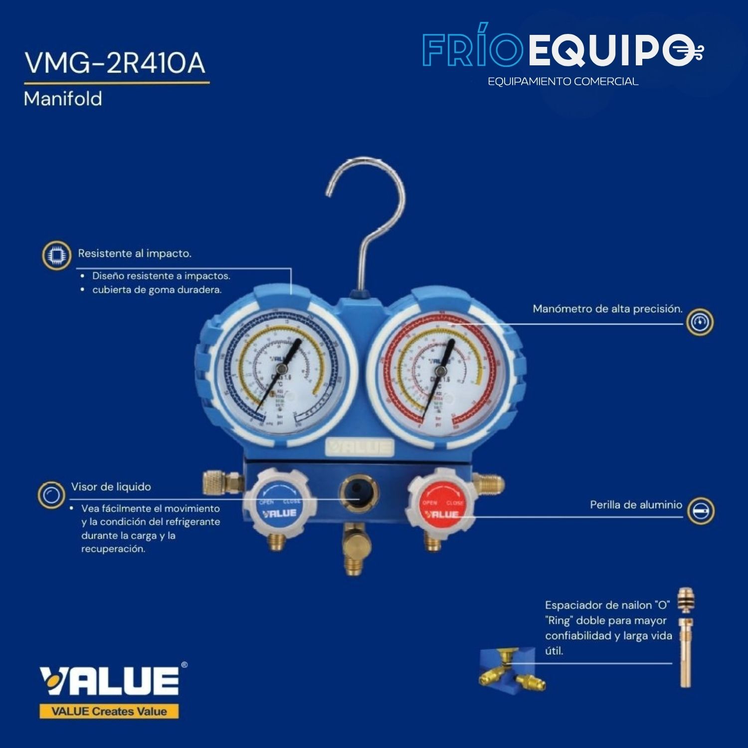 Manifold R410a Con Mangueras - Maletín - Imagen 3